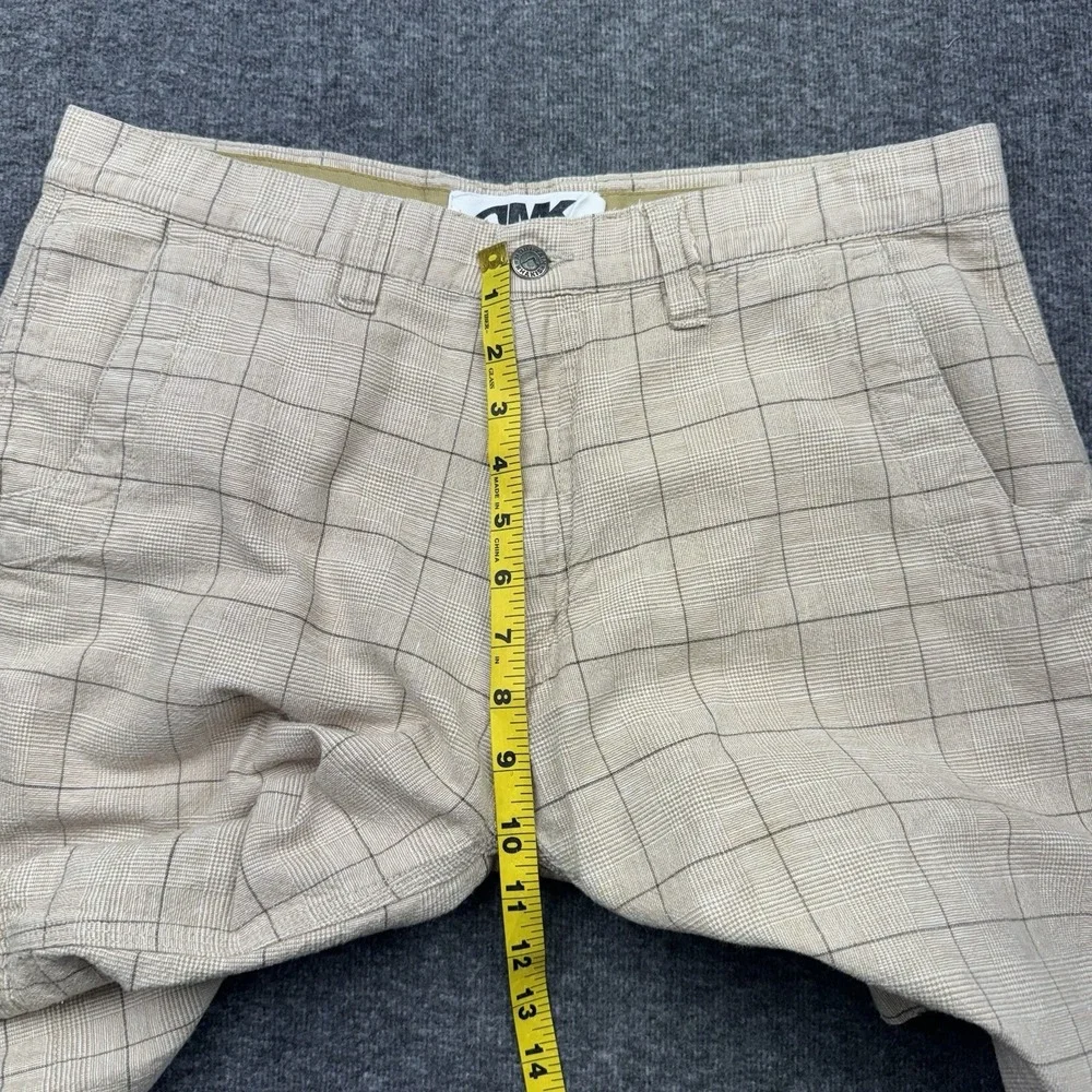 Mountain Khakis Men's‎ Boardwalk Plaid Shorts Beige Linen Blend Size 33x10